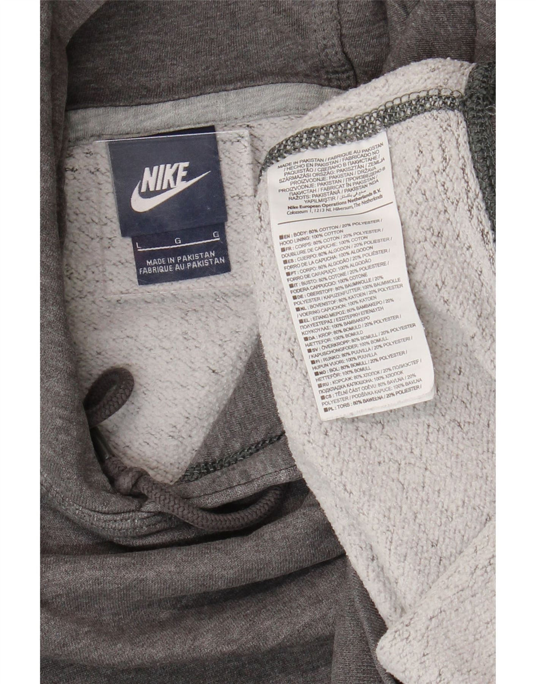 NIKE Mens Hoodie Jumper Large Grey Cotton Vintage Nike and Second-Hand Nike from Messina Hembry 