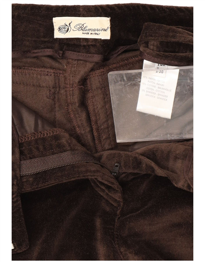 Calça casual feminina de veludo slim BLUMARINE IT 44 médio W32 L30 marrom