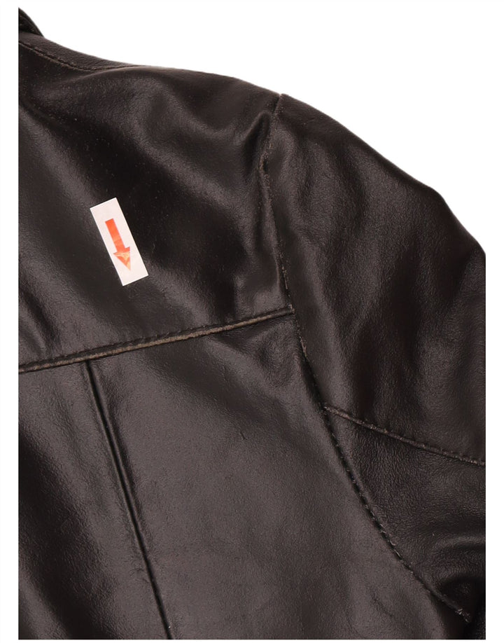 Casaco de couro feminino BAYSIDE UK 10 pequeno couro preto