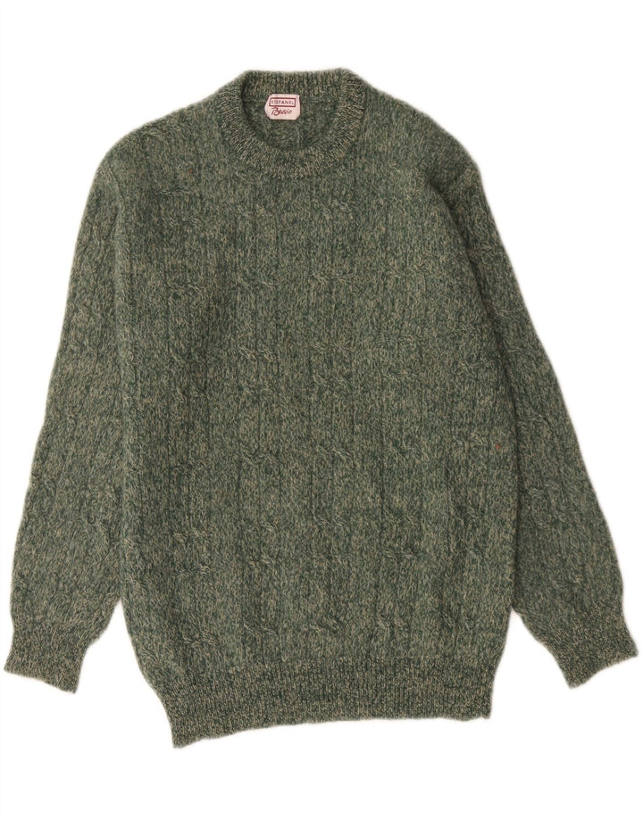 Suéter masculino Stefanel com gola redonda, pequeno verde manchado
