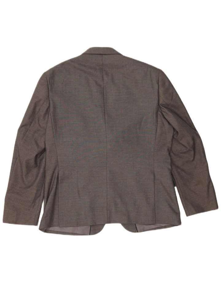 Jaqueta blazer masculina de 2 botões Marks & Spencer Reino Unido 42 poliéster cinza grande