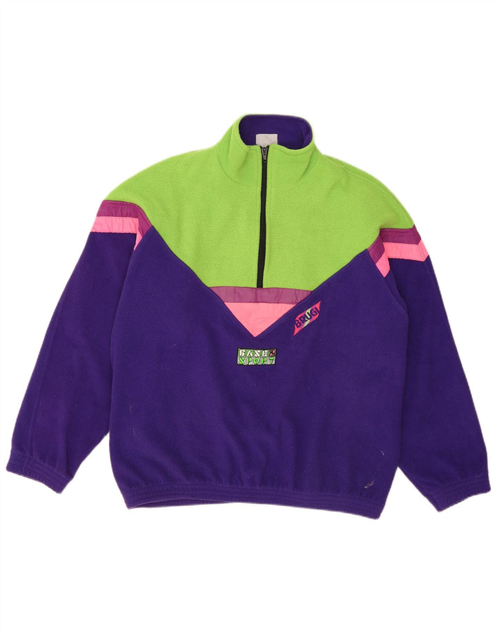 Suéter de lã masculino Brugi com zíper e gola média em poliéster roxo colorido
