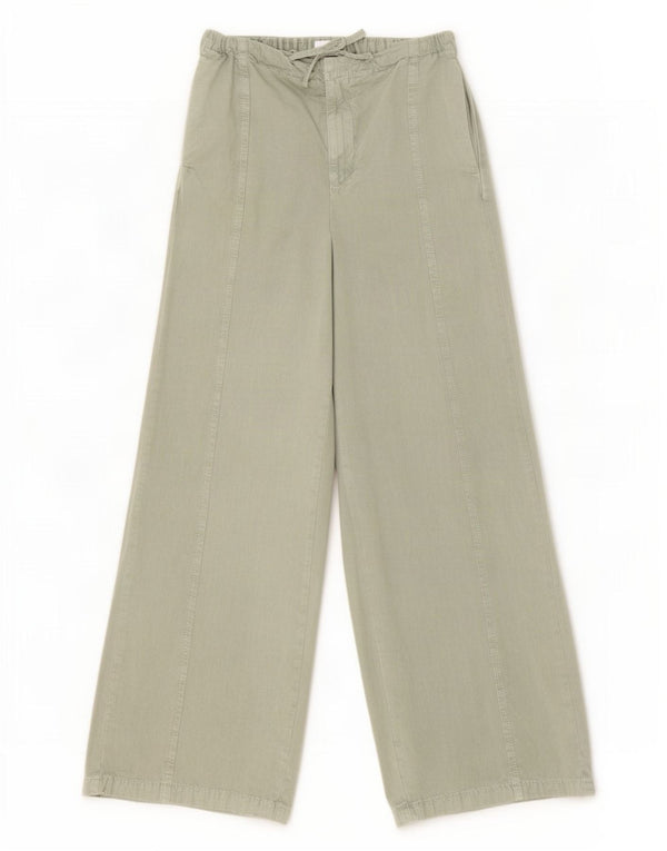 Zara Calça feminina cintura alta perna larga 13-14 anos W26 L28 algodão verde