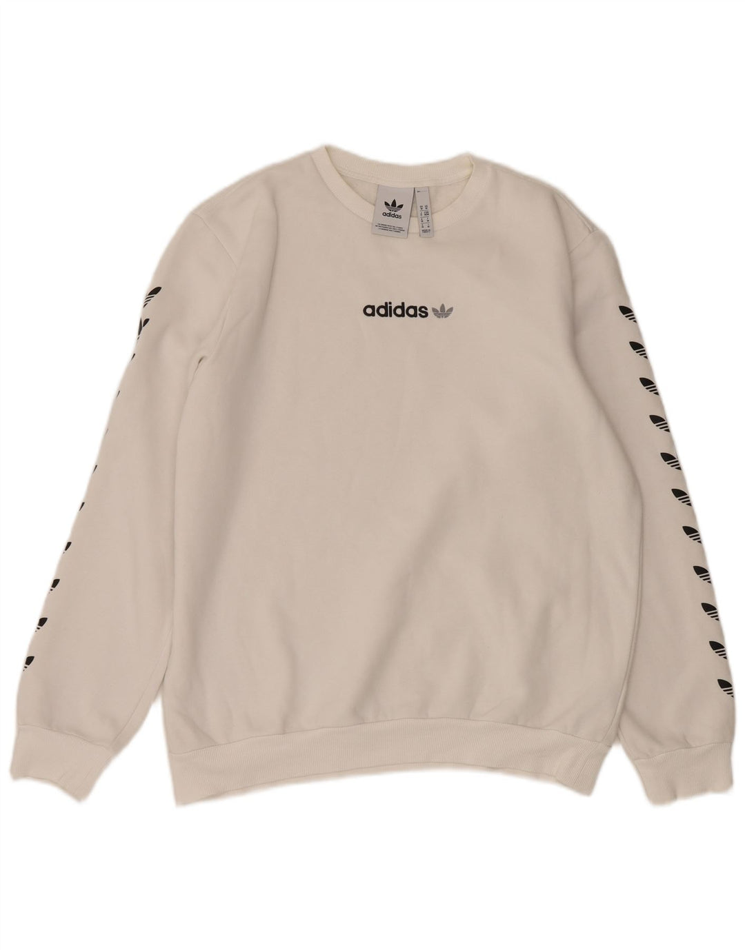 ADIDAS Mens Graphic Sweatshirt Jumper Médio Algodão Branco