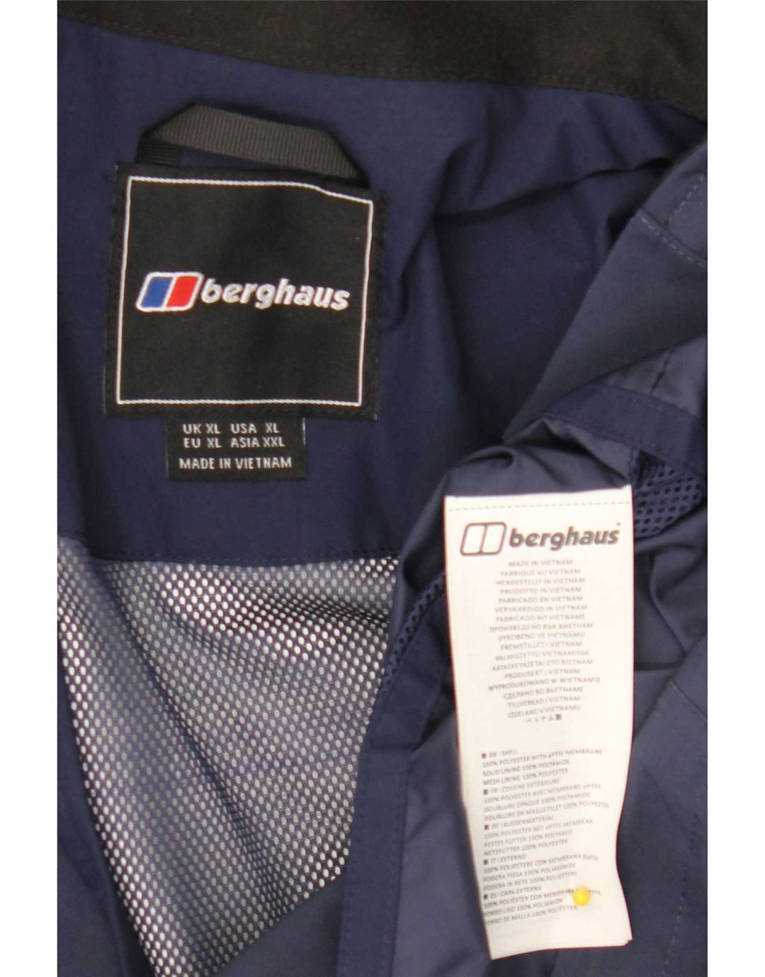 Capa de chuva masculina Berghaus com capuz UK 42 XL azul marinho poliéster