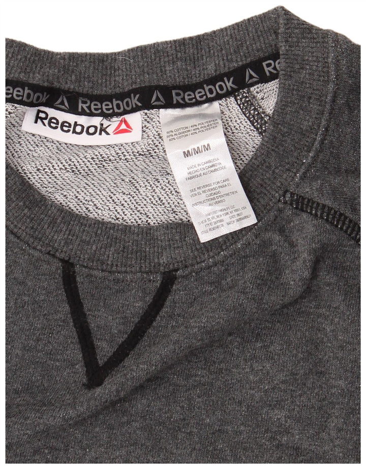 REEBOK moletom gráfico masculino jumper médio algodão cinza