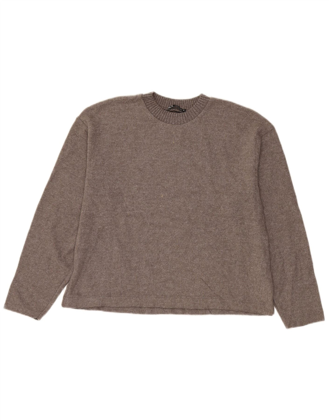 Zara Suéter feminino oversized com gola redonda, Reino Unido 10, pequeno, cinza, poliéster