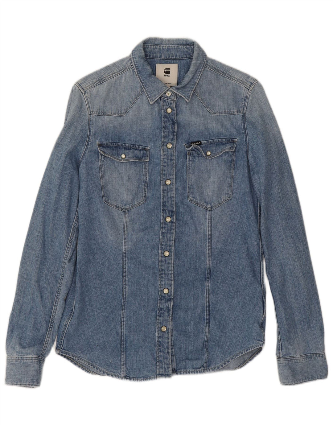 Camisa jeans feminina G-Star UK 14 azul médio