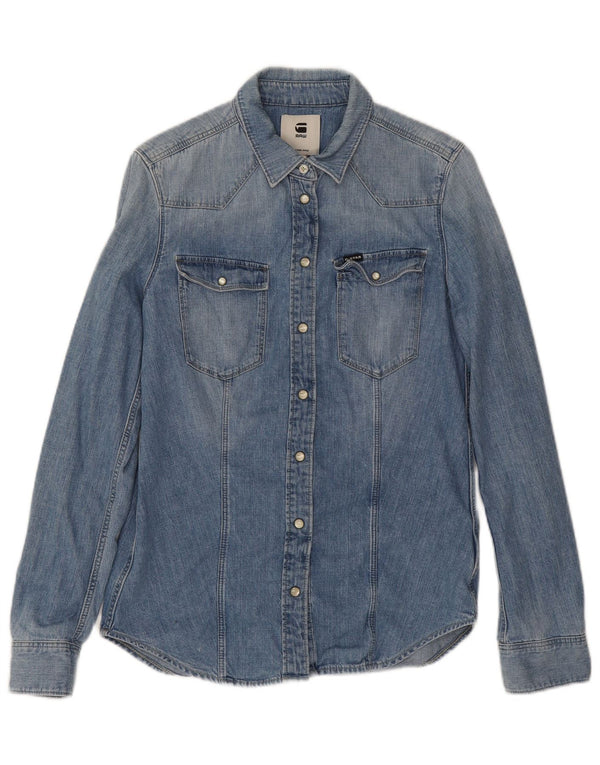 Camisa jeans feminina G-Star UK 14 azul médio