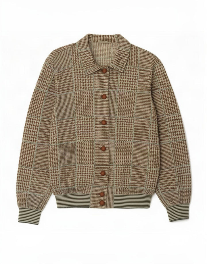 Liola Cardigan Feminino Top UK 14 Médio Marrom Houndstooth