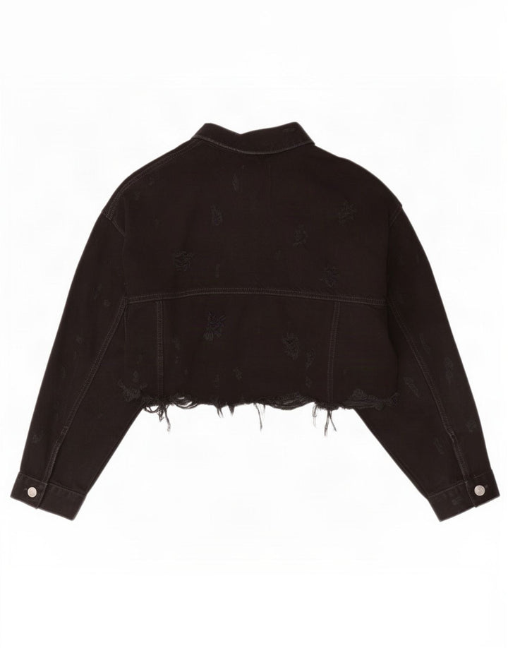 Jaqueta jeans feminina Zara UK 12 médio preto