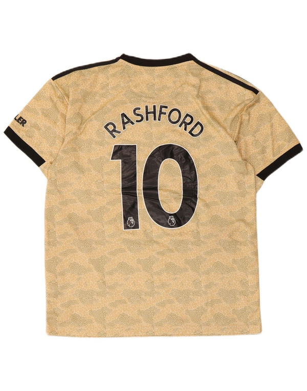 Adidas Mens Manchester United Graphic Camiseta Top Médio Amarelo Geométrico