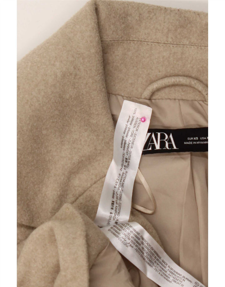 Sobretudo feminino Zara UK 6 XS poliéster bege