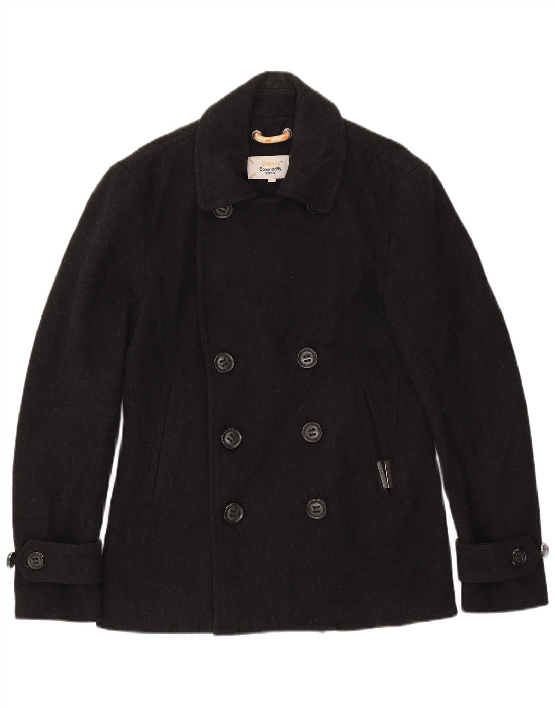 Casaco masculino Superdry Pea UK 38 lã preta média