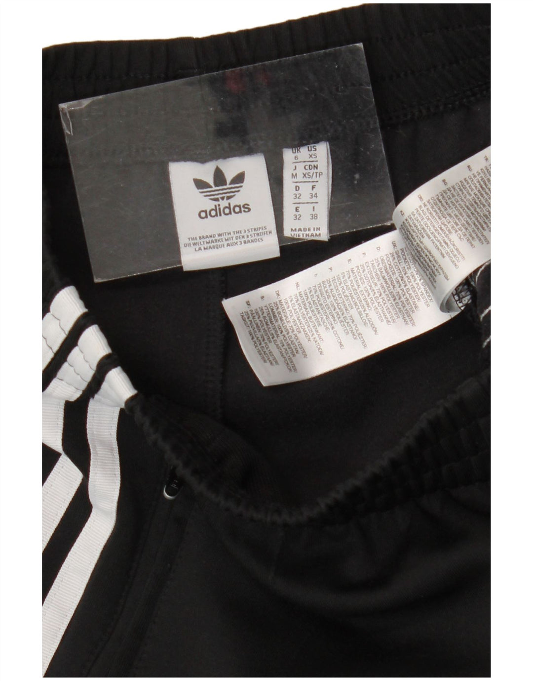 Calças de treino femininas Adidas UK 6 XS poliéster preto