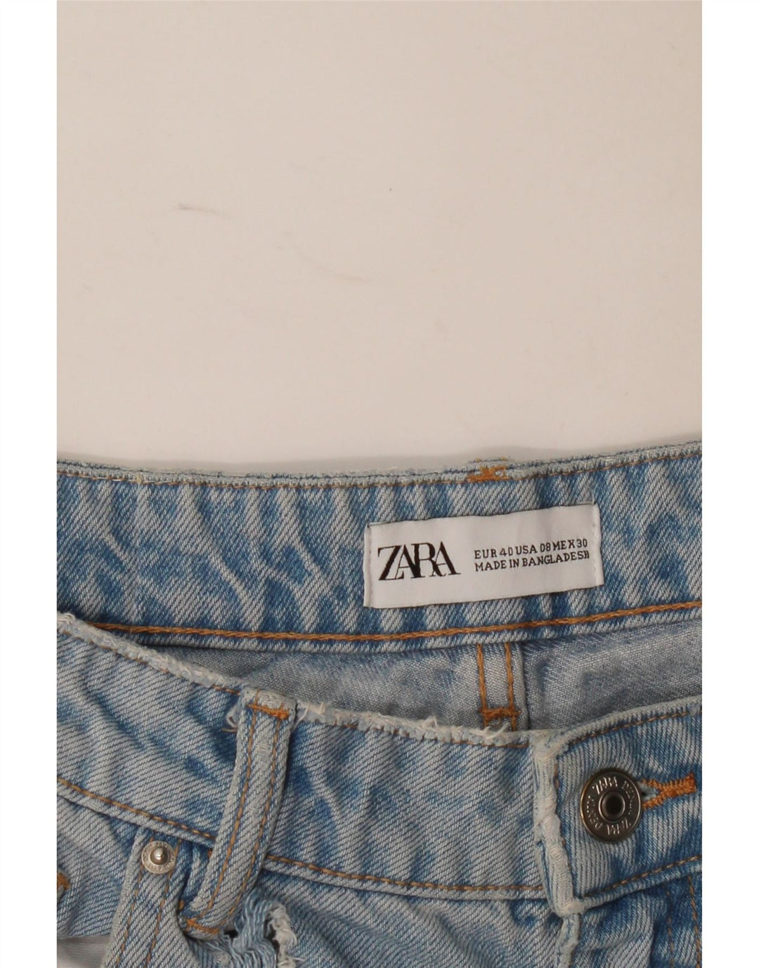 Zara Jeans feminino desgastado de cintura alta EU 40 médio W30 L27 azul