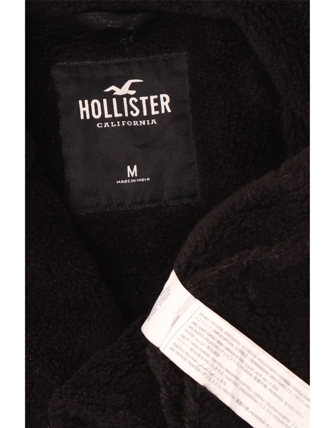 Casaco feminino Sherpa Hollister UK 14 poliéster preto médio