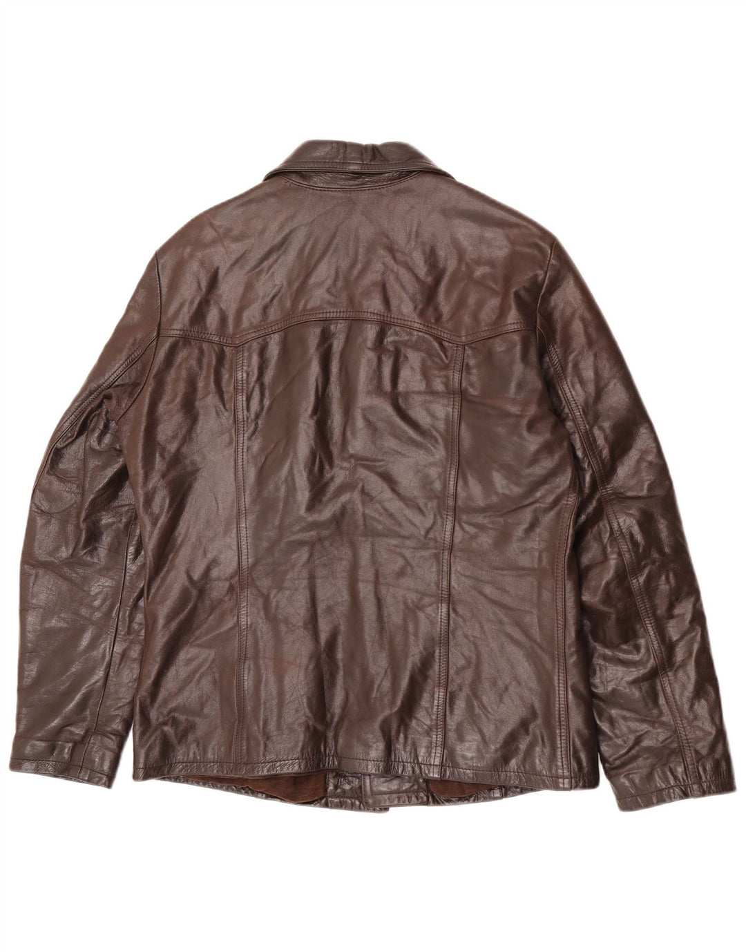 Jaqueta de couro masculina vintage IT 48 couro marrom médio