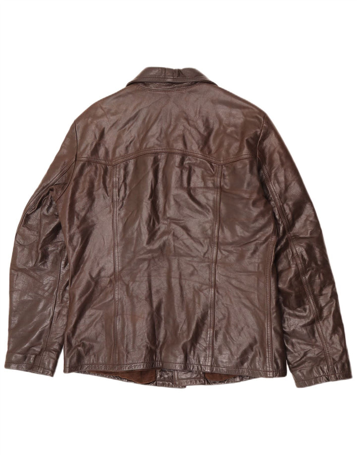 Jaqueta de couro masculina vintage IT 48 couro marrom médio