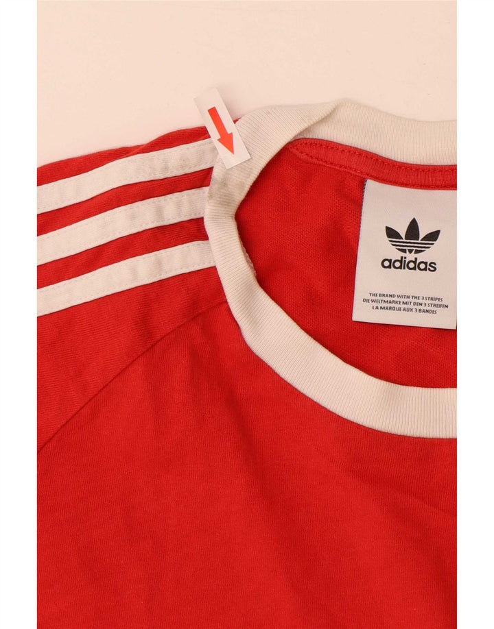 Adidas Mens T-Shirt Top Pequeno Algodão Vermelho