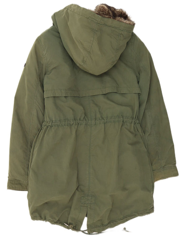 Jaqueta parka feminina com capuz Tommy Hilfiger Reino Unido 14 algodão verde médio