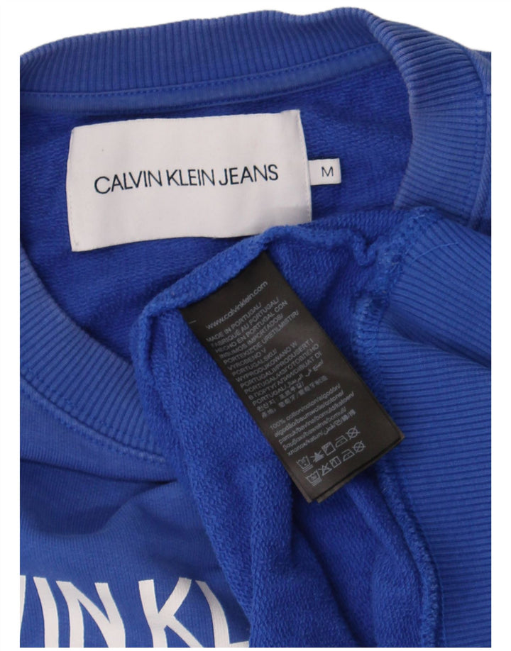 Calvin Klein Jeans Masculino moletom gráfico jumper médio azul algodão