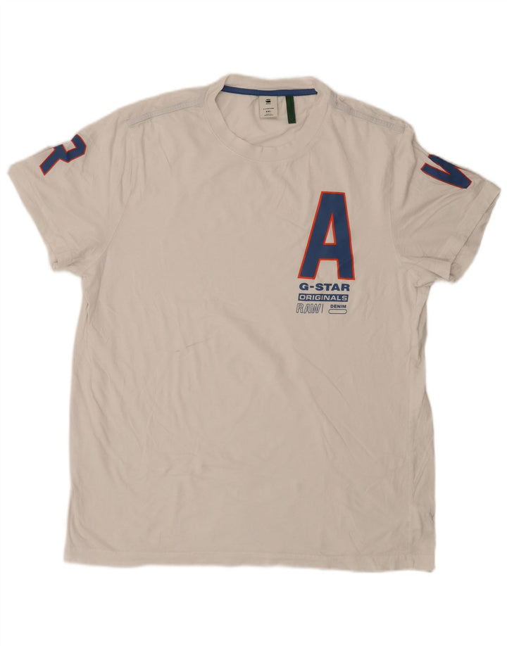Camiseta gráfica masculina G-Star Top 2XL algodão branco