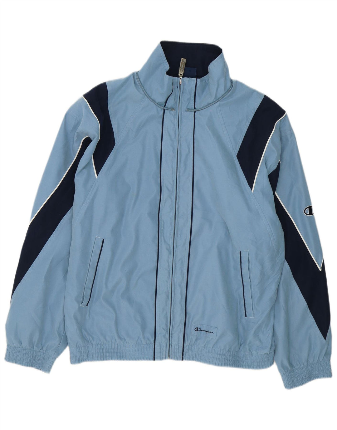 Jaqueta masculina Champion de moletom de poliéster médio azul colorblock