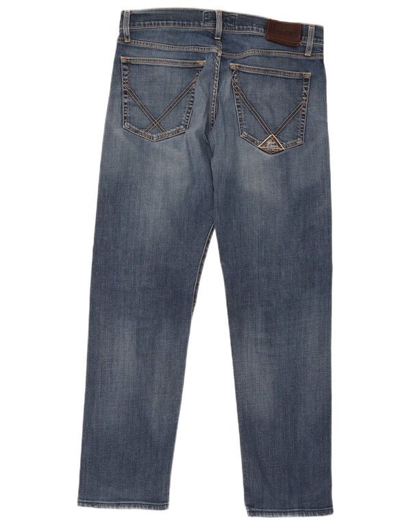 Calça jeans reta masculina Roy Rogers desgastada W38 L30 algodão azul