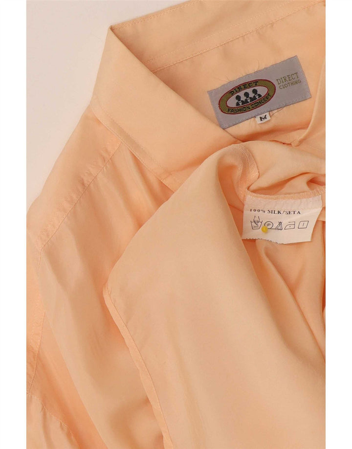 Camisa masculina vintage de manga curta seda laranja média