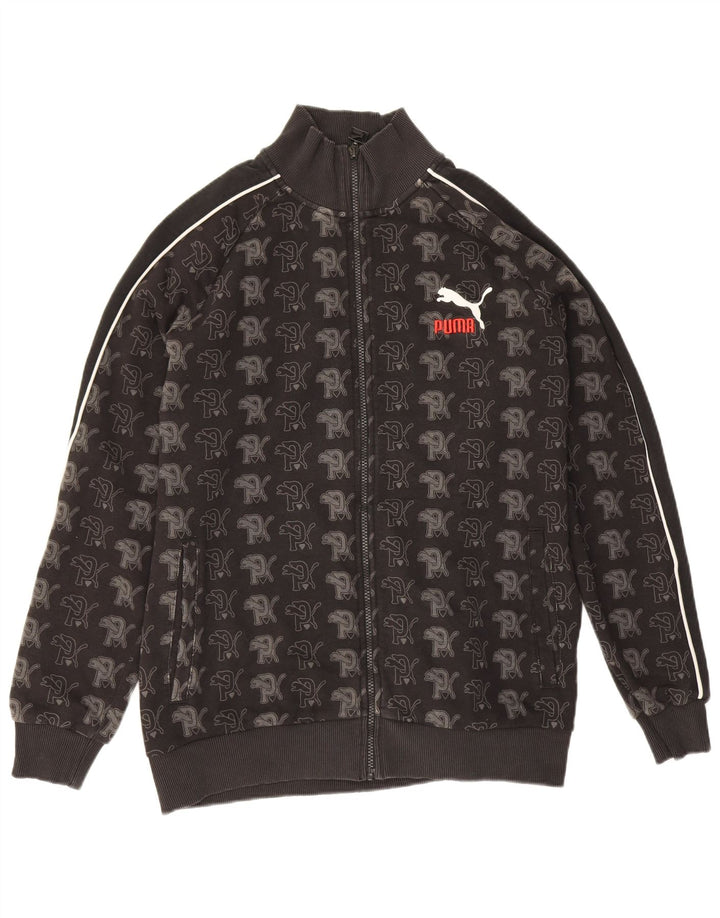 Puma Mens Graphic Tracksuit Top Jaqueta Grande Algodão Preto