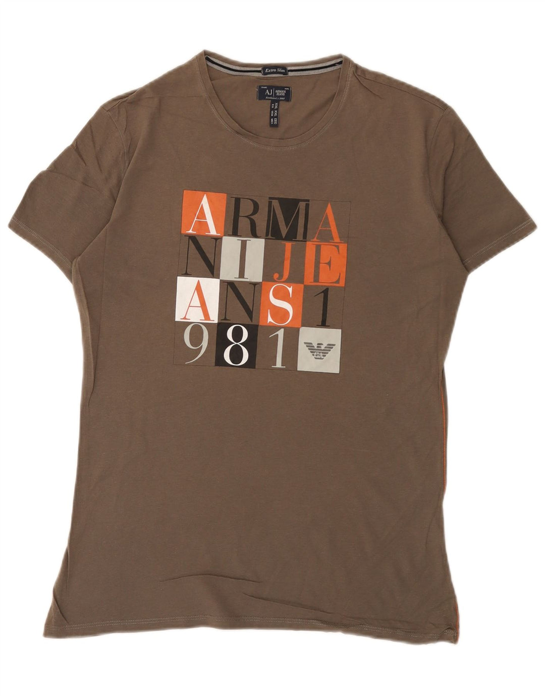 Camiseta masculina Armani Jeans extra slim gráfica 2XL cinza