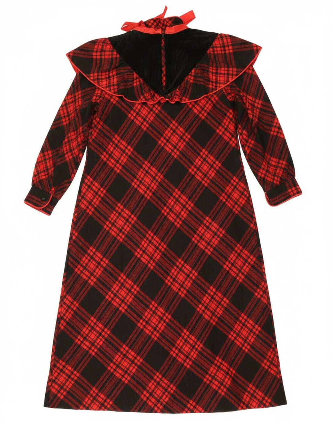 Vestido camisa maxi feminino vintage Reino Unido 14 grande lã xadrez vermelha