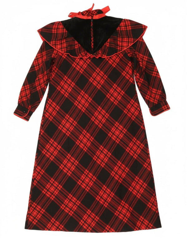 Vestido camisa maxi feminino vintage Reino Unido 14 grande lã xadrez vermelha