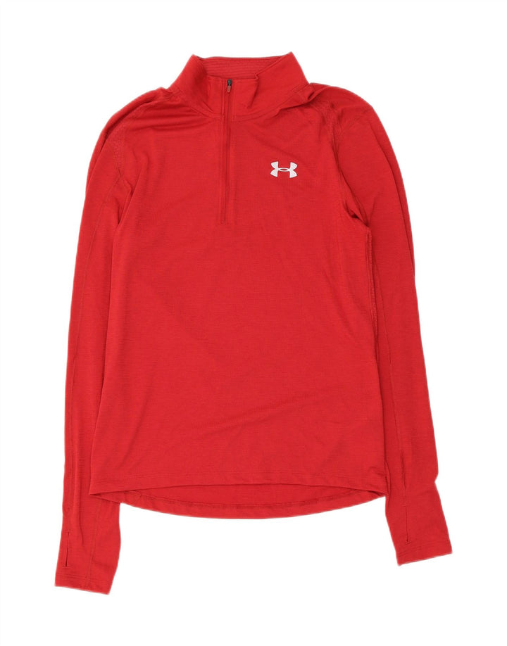 Under Armour Masculino Heat Gear Zip Neck Pulôver Treino Top Pequeno Vermelho