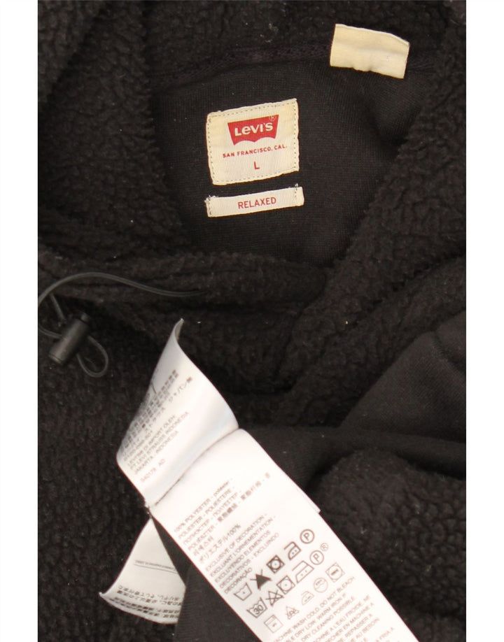 Suéter de lã com capuz relaxado masculino LEVI'S grande poliéster preto