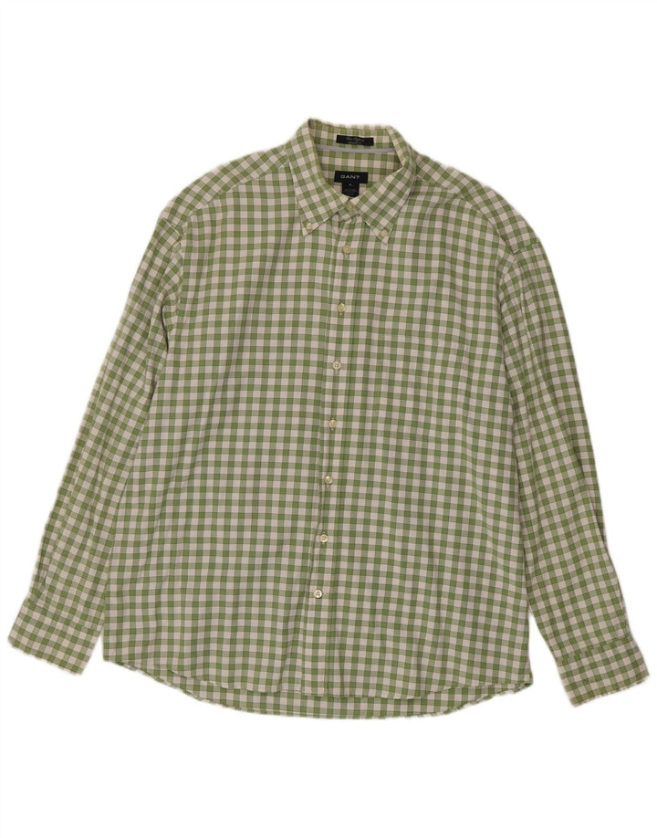 Gant Camisa masculina de ajuste regular XL verde algodão guingão