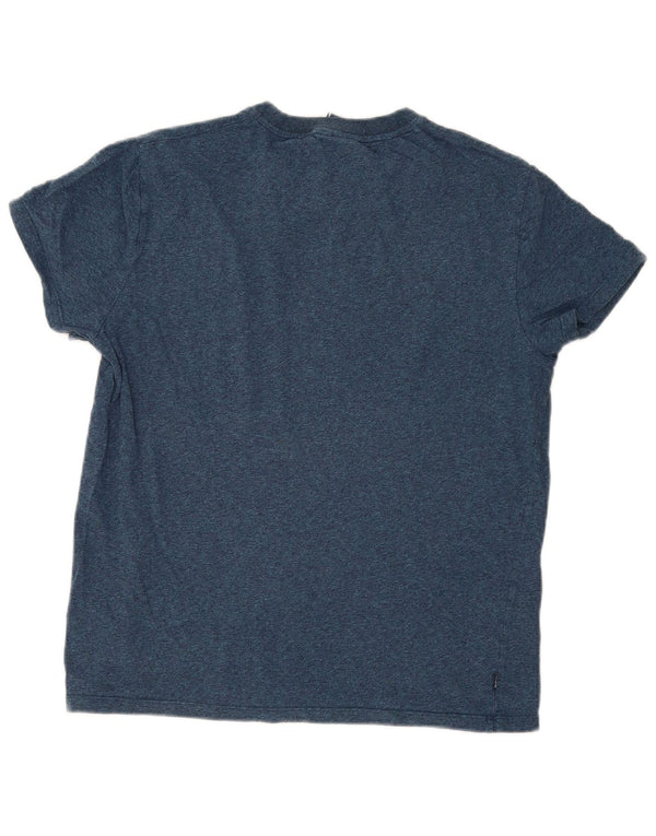 Camiseta masculina Superdry Top grande algodão manchado azul