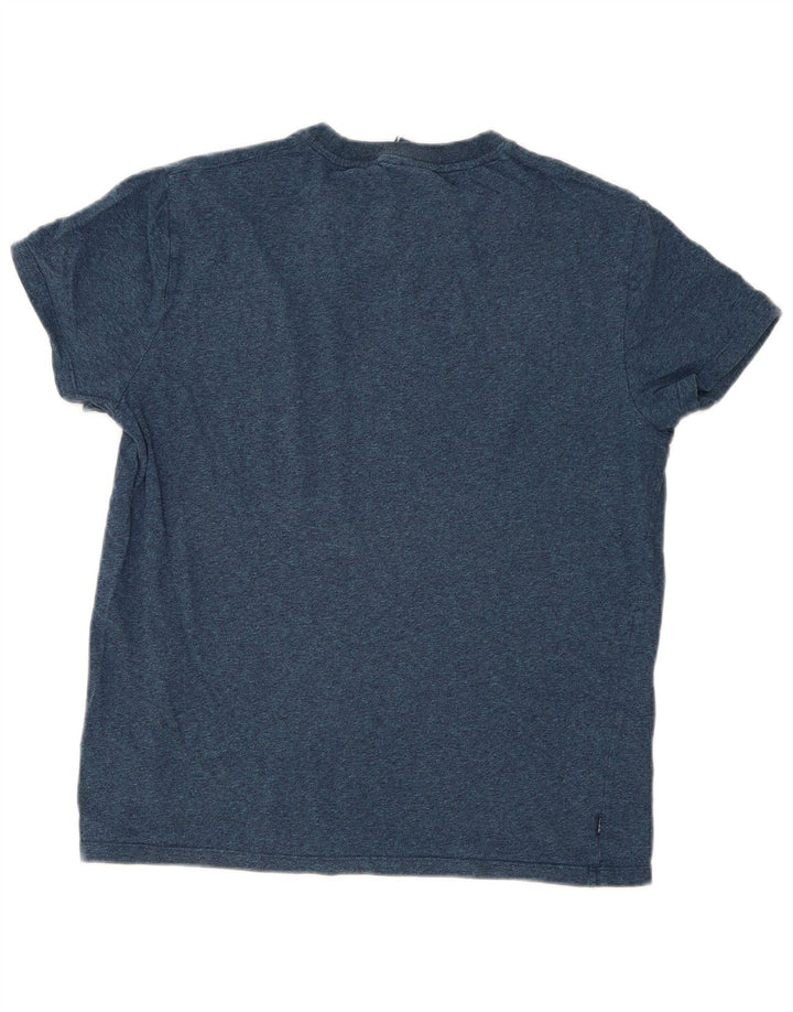 Camiseta masculina Superdry Top grande algodão manchado azul
