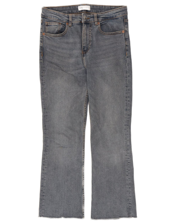 Zara Calça Jeans Feminina Crop Bootcut EU 38 Pequeno W28 L26 Azul Algodão