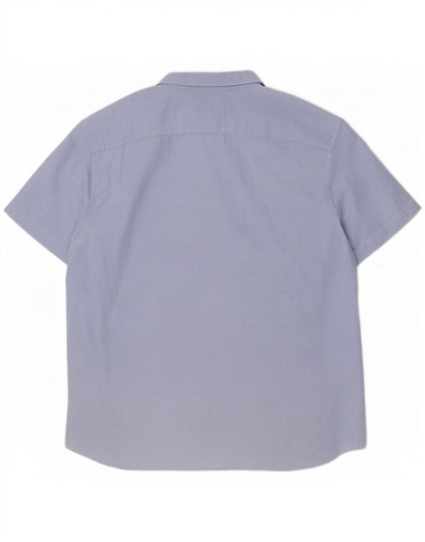 Camisa masculina American Eagle de manga curta com ajuste clássico XL azul algodão