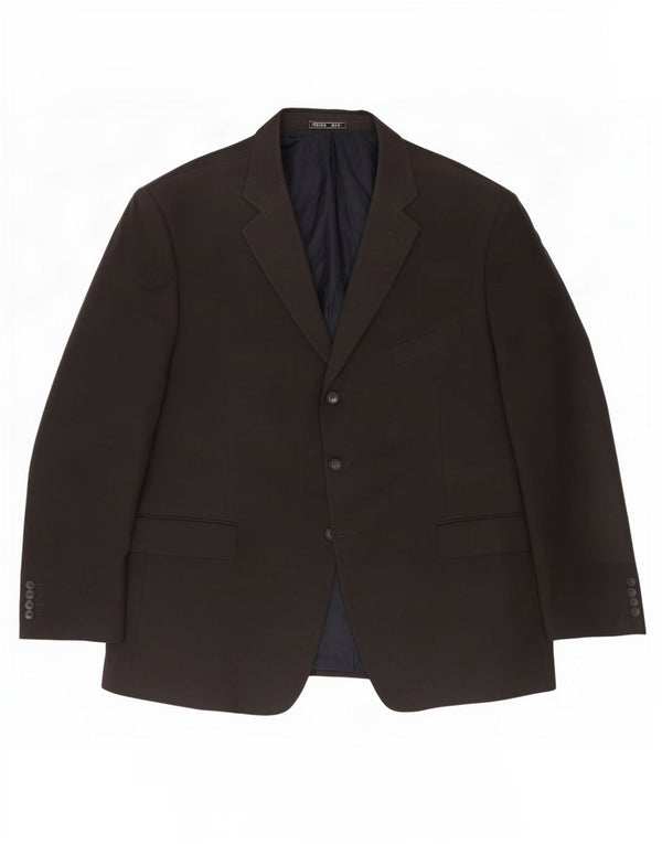 Jaqueta blazer masculina de 3 botões Marks & Spencer Reino Unido 46 XL azul marinho poliéster