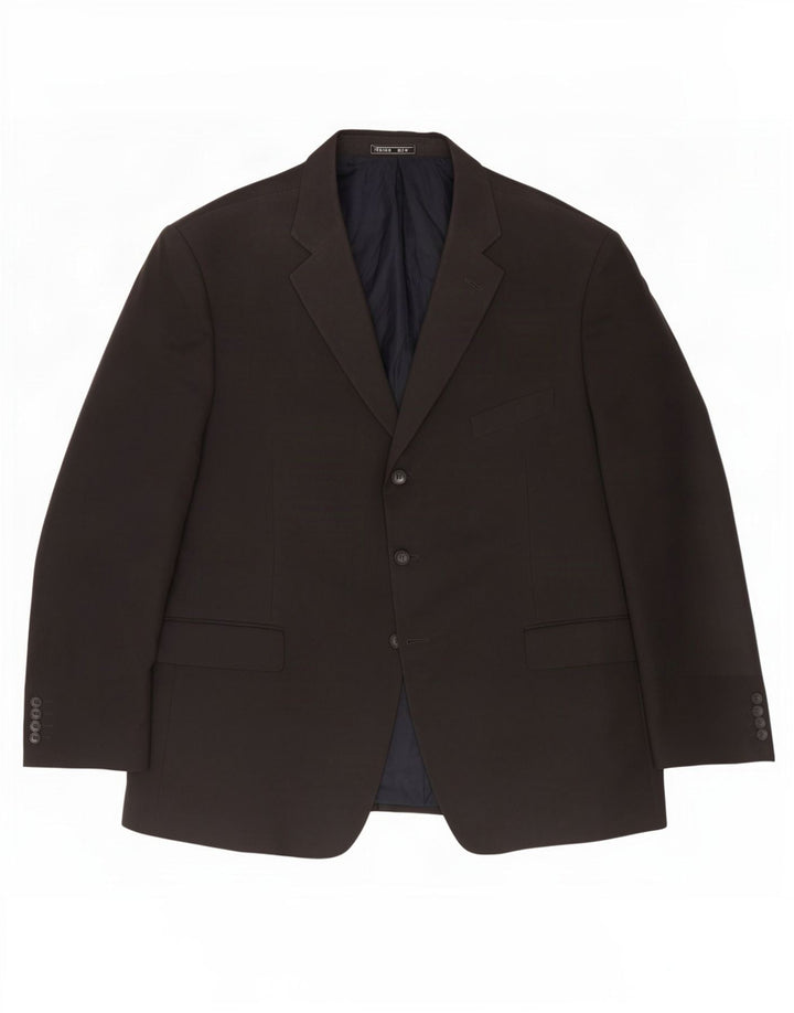Jaqueta blazer masculina de 3 botões Marks & Spencer Reino Unido 46 XL azul marinho poliéster