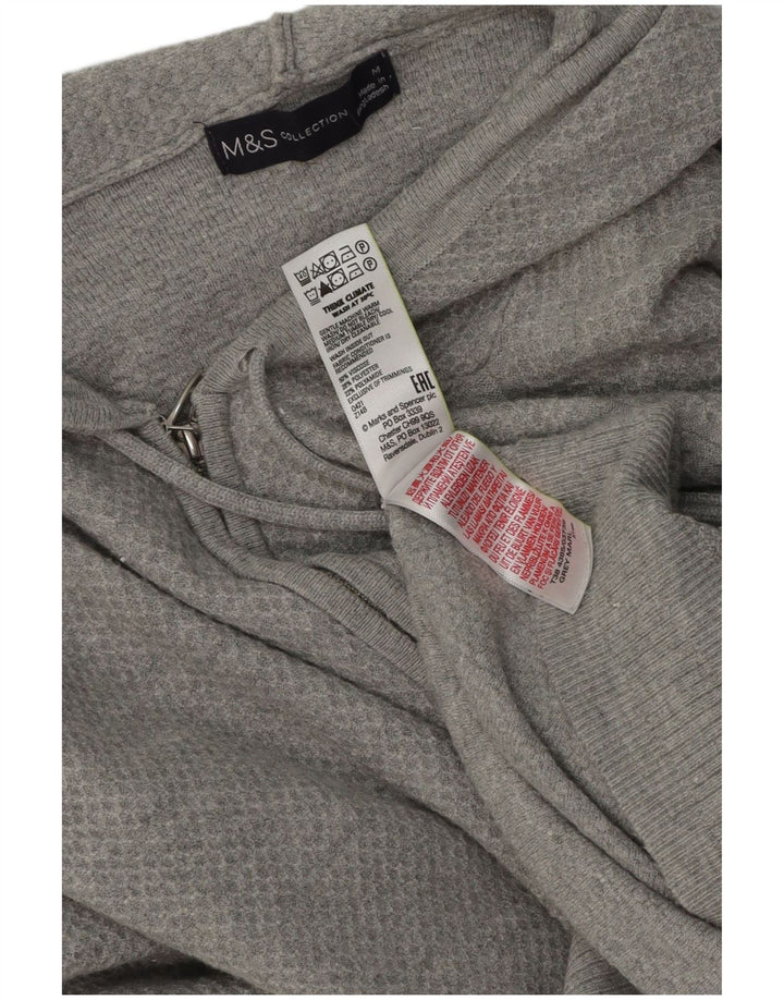 Suéter feminino Marks & Spencer com capuz e zíper Reino Unido 14 Viscose cinza médio