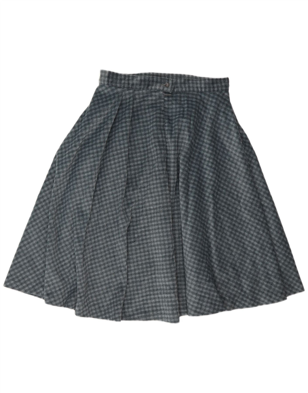 Saia circular feminina vintage W30 xadrez azul médio
