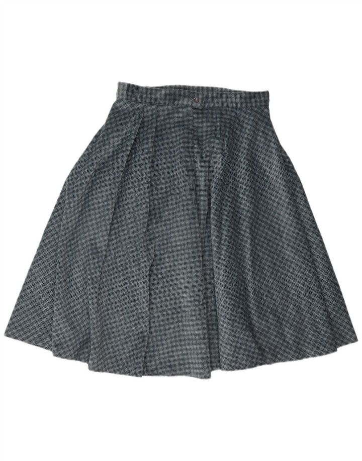 Saia circular feminina vintage W30 xadrez azul médio