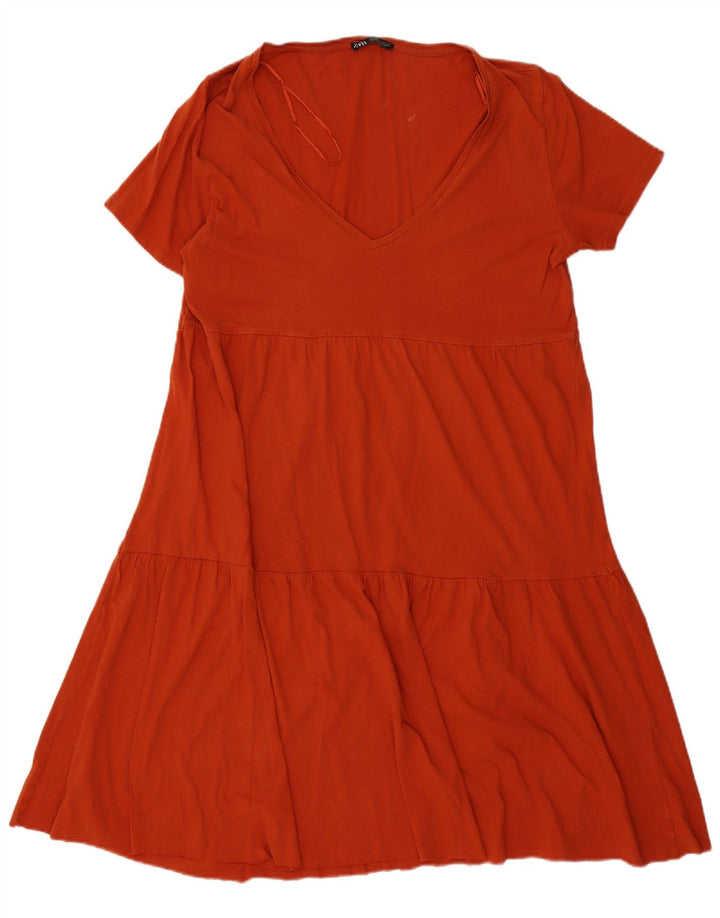 Vestido feminino ZARA em camadas UK 16 grande laranja