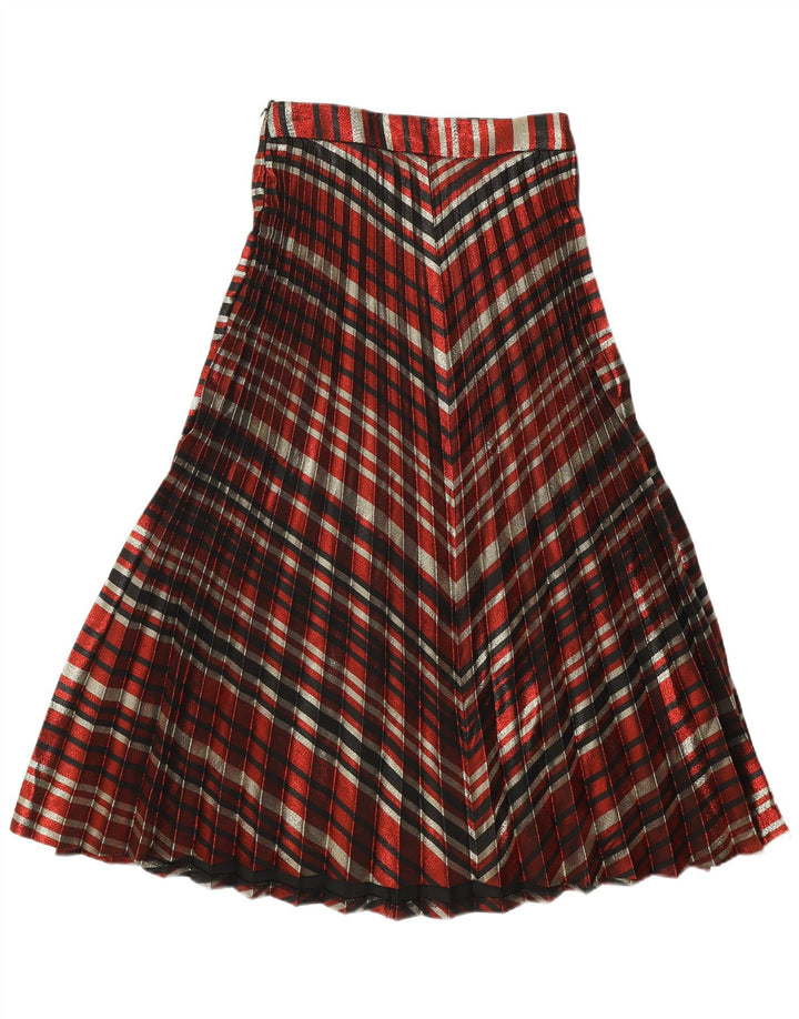 Zara Saia feminina faca plissada pequena W26 poliéster listrado multicolorido