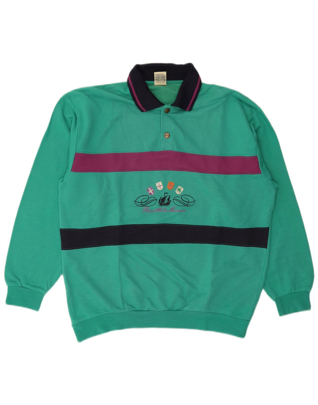 Campagnolo moletom masculino Jumper UK 40 bloco colorido turquesa médio