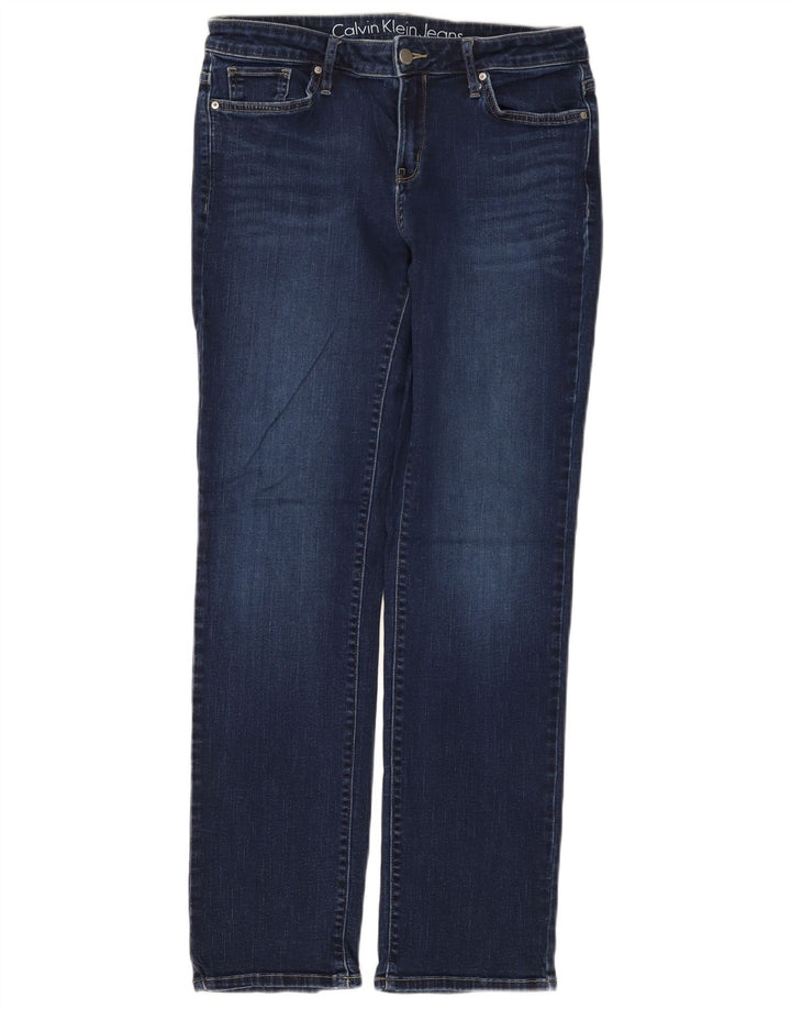 Calça jeans reta feminina Calvin Klein W30 L32 azul marinho